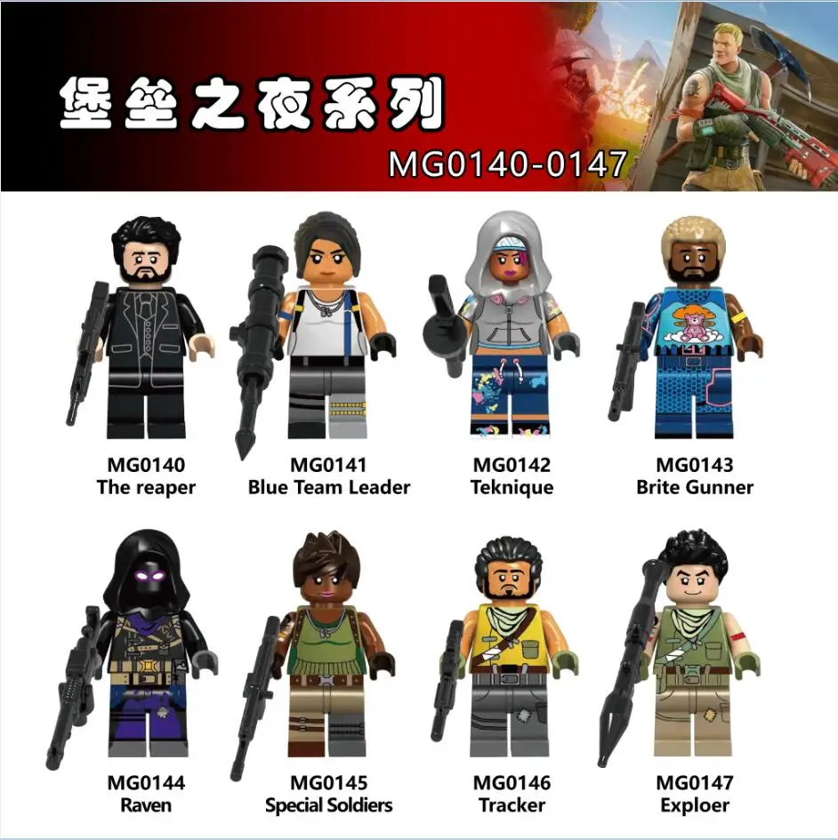 

Game battle royale Jonesy Builder Male Explorer Fortress night Skull Trooper Kit friends Building Blocks Toys For Children