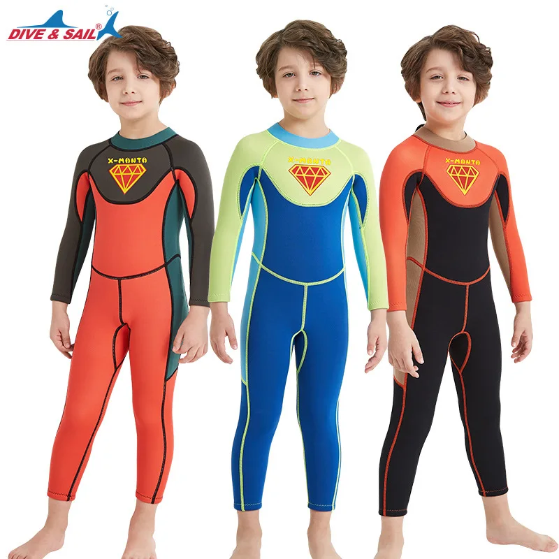 

2018 Wetsuit For Kids Boys Girls 2.5mm Diving Suit Full Swimsuit Long Sleeve Swimwear Wetsuits For Children Rashguard