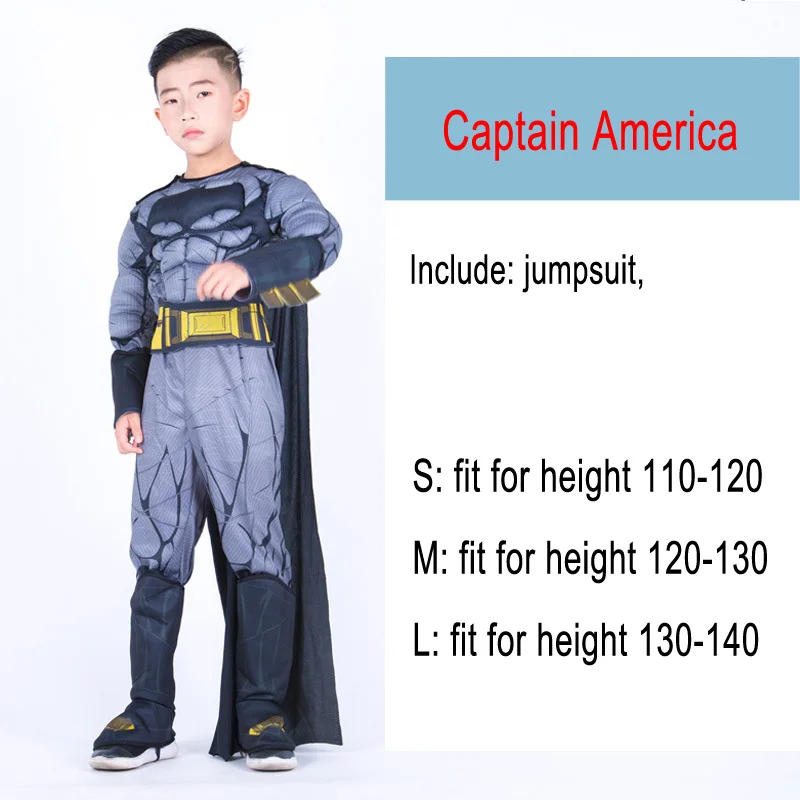 Ребенок Капитан Америка Venom «Супермен», «Бэтмен», «Железный человек», «Человек-паук», «Тор» мышцы маскарадный костюм для мальчиков и девочек, костюм супергероя - Цвет: 1041