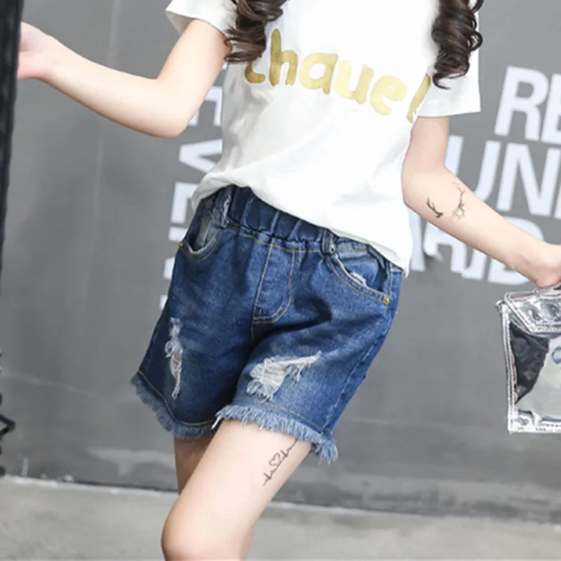 Fashion Girls Denim Blue Mini Ripped 