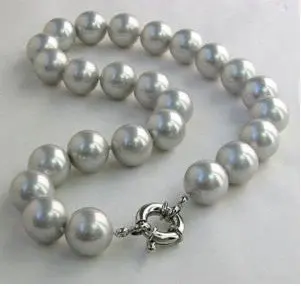 

Gorgeous 12mm Grey Sea shell Pearl Necklace Fashion AKOYA Free shipping