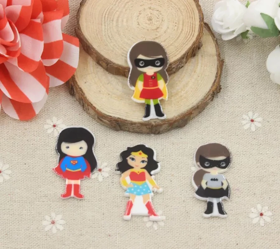 

40pcs/lot 4 styles mixed flat back planar resin cartoon girl DIY resin cabochons accessories for diy mobile phone case hair bows