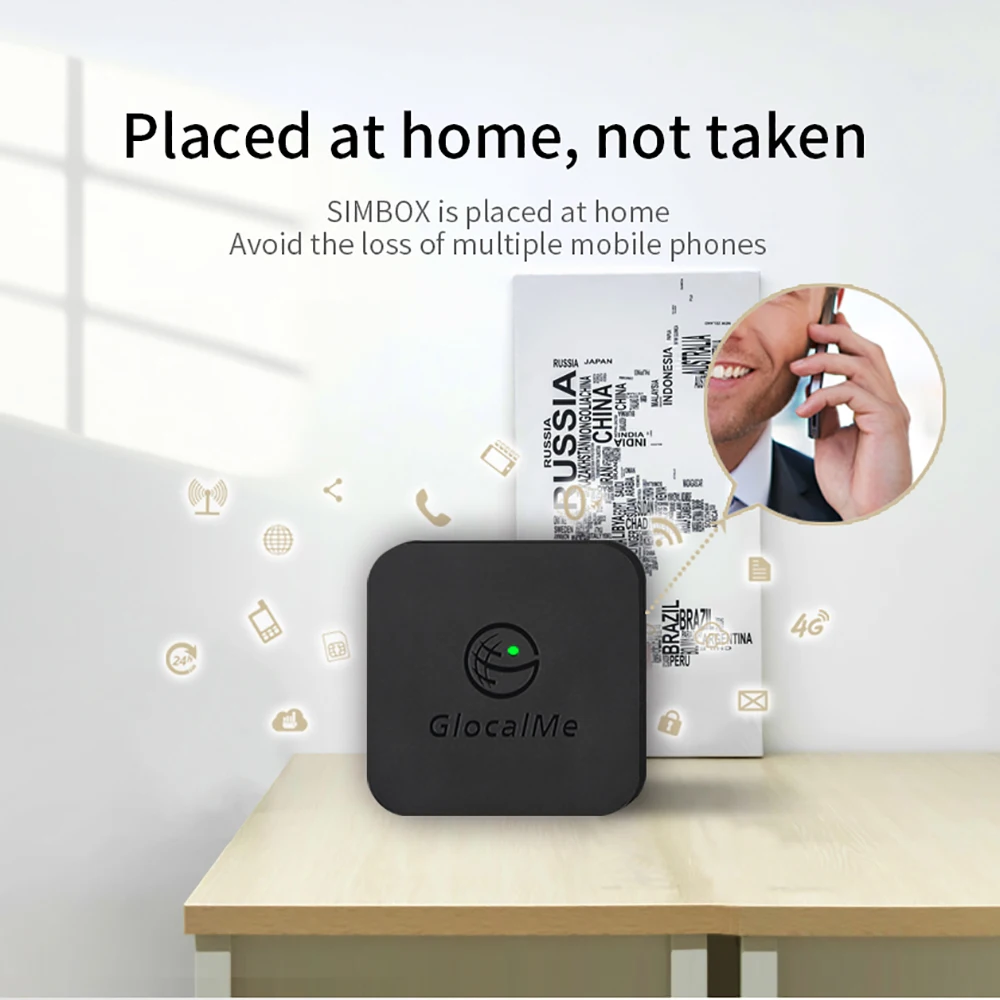 Glocalme Simbox мульти 4 SIM двойной режим ожидания 4G роуминг адаптер для iPhone Android не нужно