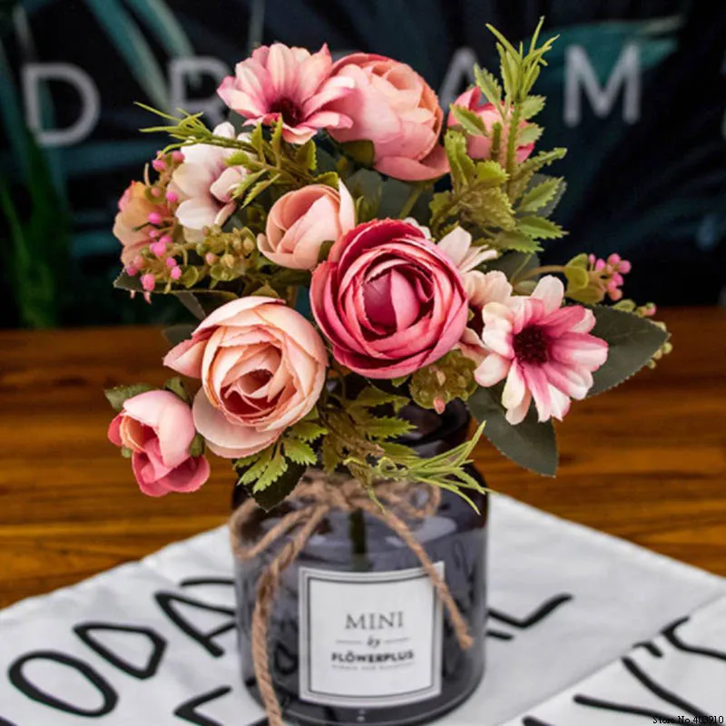 Autumn fake tea rose silk flower fall Gerbera Daisy artificial plastic flower for wedding home accessories decoration room decor Autumn fake tea rose silk flower fall Gerbera Daisy artificial plastic flower for wedding home accessories decoration room decor