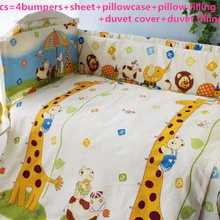 Промо-акция! Комплект детской кроватки для девочек, 9 шт., активная Печать на холсте, 4 бампера/простыни/подушки/пододеяльника