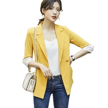 women blazer Spandex blazer mujer 2019 Solid color turn down collar slim Seven-quarter sleeve vogue blazer New arrive fashion