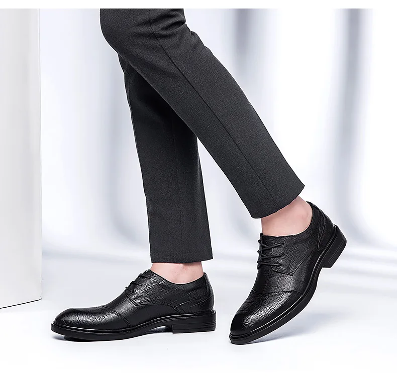 Genuine Leather Shoes Men Cow Leather Casual Shoes Male Bussiness High Quality Mens Flats Lace-Up Man Footwear Walkerpeak