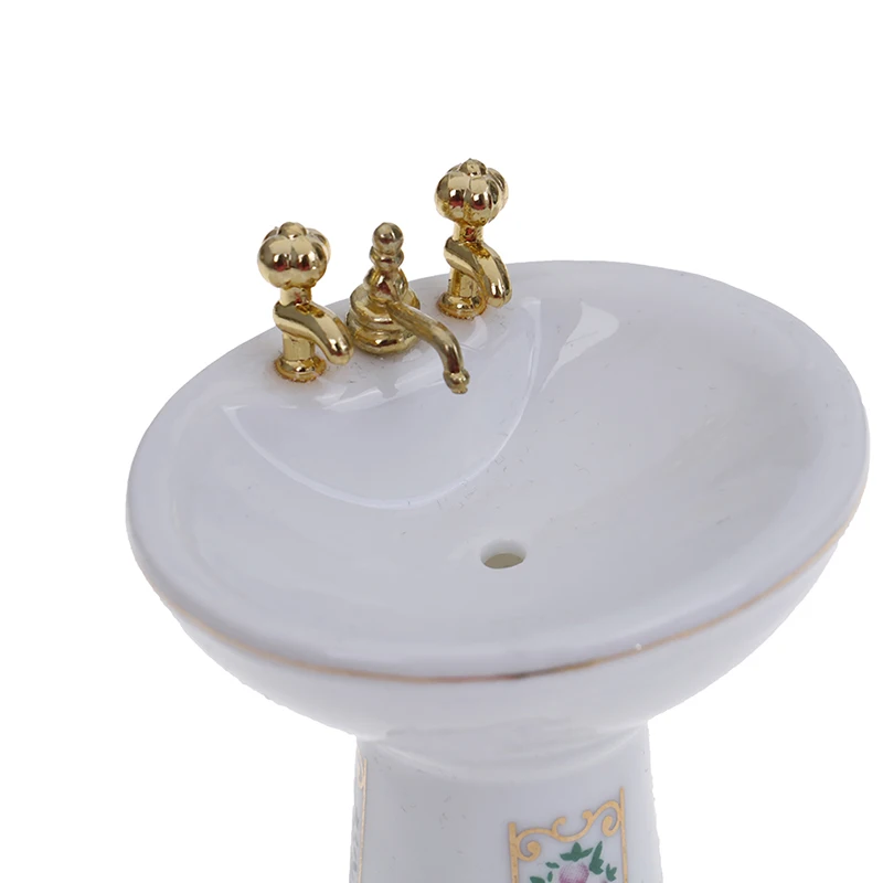 4 шт 1/12 высокое качество кукольный домик мебелью миниатюрный керамический Ванная комната ванной туалетная раковина кисть зеркало заднего