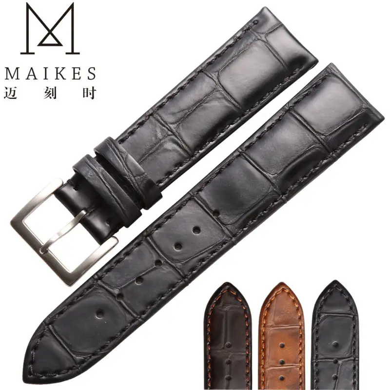 MAIKES Factory Direct Sale Price Black Brown Genuine Leather Watch Strap Band 18mm 20mm 22mm For
