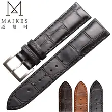 MAIKES Factory Direct Sale Price Black Brown Genuine Leather Watch Strap Band 18mm 20mm 22mm For