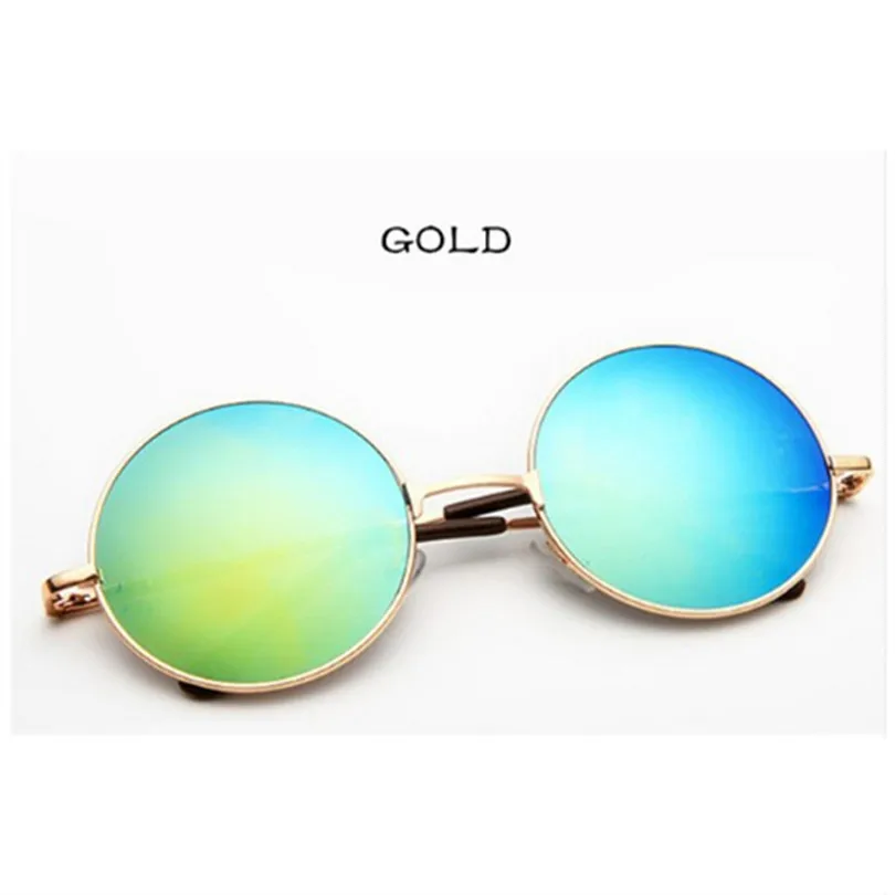 Mirrored Retro Round Sunglasses Men Women Brand Designer Female Male Sun Glasses Men's Women's Vintage Glasses - Цвет линз: Gold