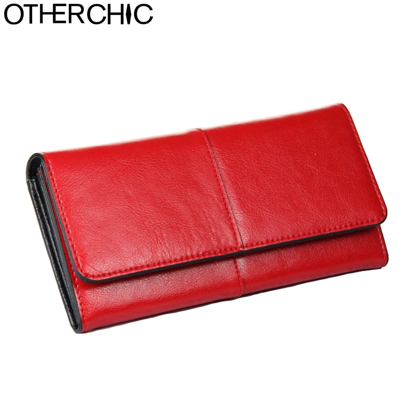 OTHERCHIC Ladies Women Wallets Genuine Leather Purses Long Wallet Woman Elegant Female Red Women s Wallets