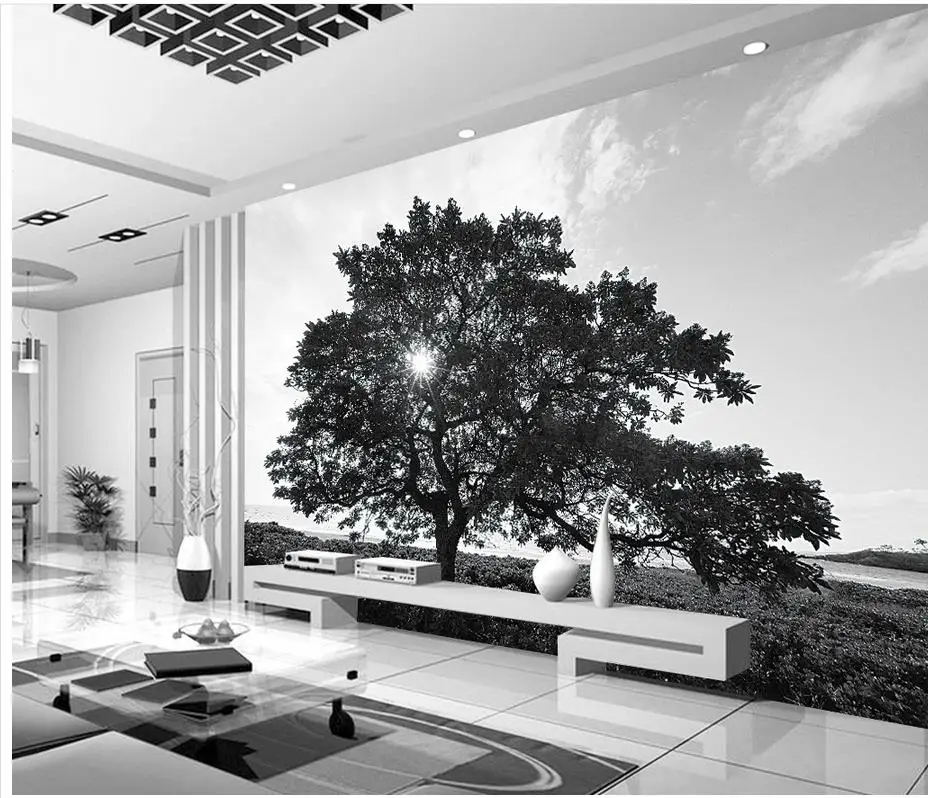 

customized wallpaper for walls 3d wallpaper for room Black and white trees landscape murals photo 3d wallpaper