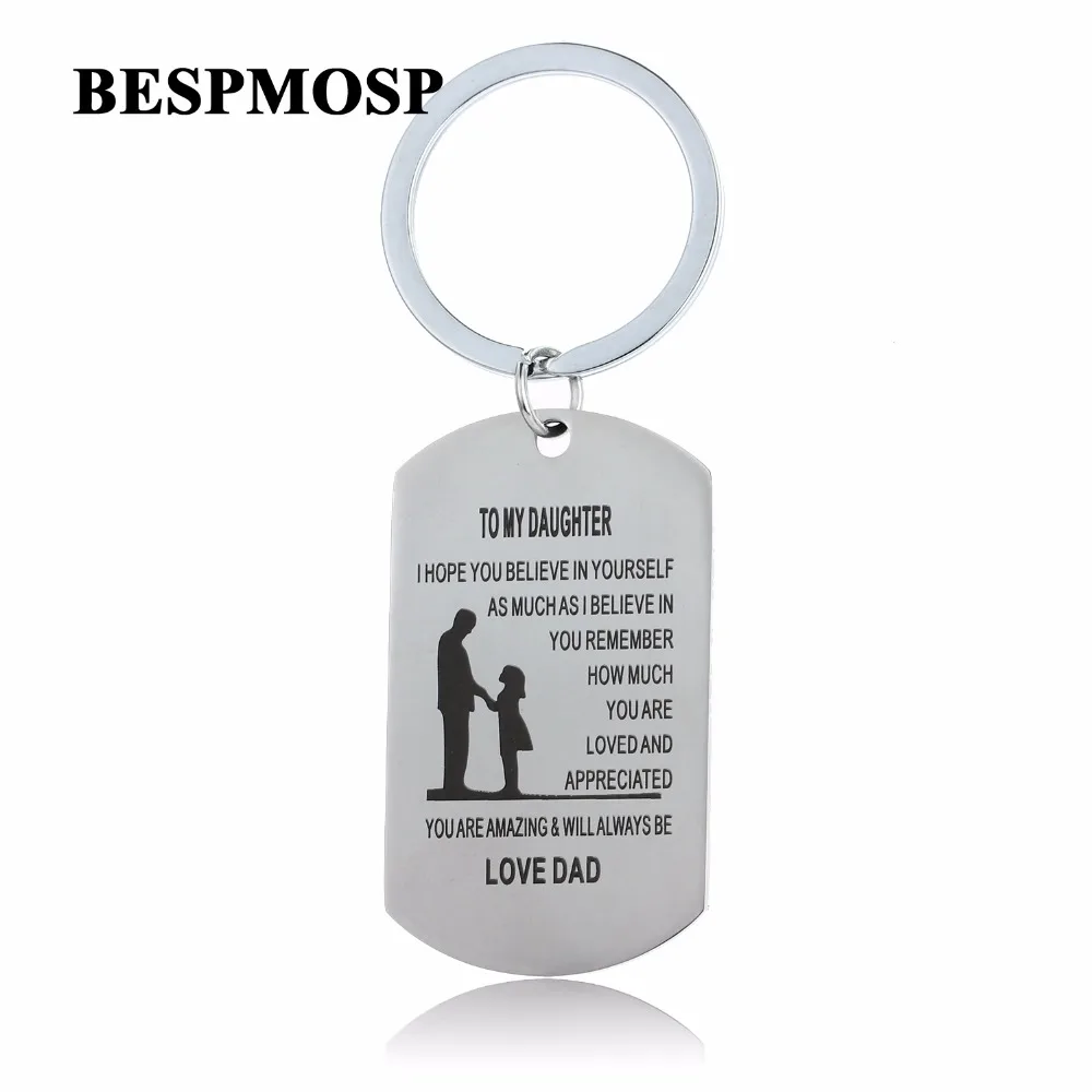 Bespmosp новейший брелок из нержавеющей стали для собак ключей семейная любовь папа