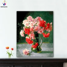 DIY картинки для раскраски по номерам с цветами в вазе живопись Рисование Живопись по номерам в рамке дома