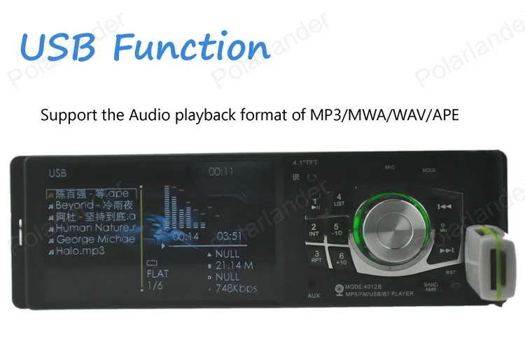 Авторадио 4,1 дюймов TFT HD Buletooth автомобильное радио кассетный плеер FM/USB/SD/Aux в зеркале стерео MP5 плеер 1 Din