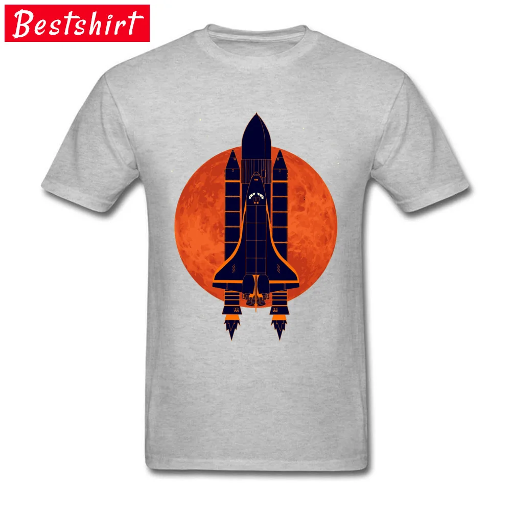 Space Ship Over Venus T-Shirt Fitted Short Sleeve Simple Style 100% Cotton Fabric Crew Neck Men Tees Design Tees Lovers Day Space Ship Over Venus grey