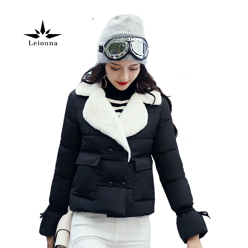 Leiouna Fashion Winter Short font b Jacket b font font b Women s b font Collar