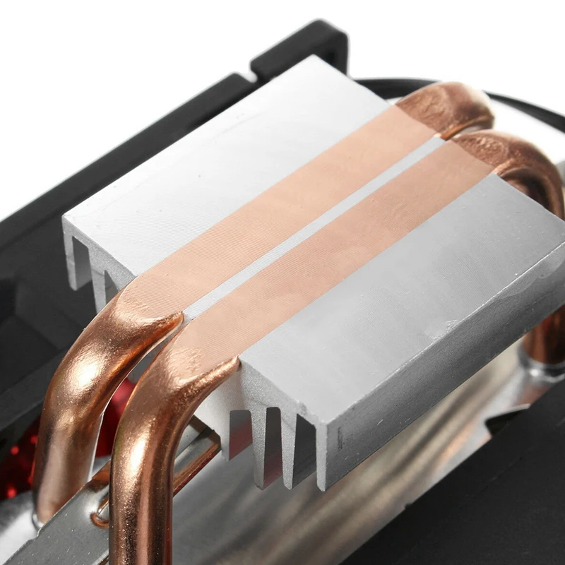 Led Dual Fan 2Heat Pipe Quiet Cpu Cooler Heatsink For Intel