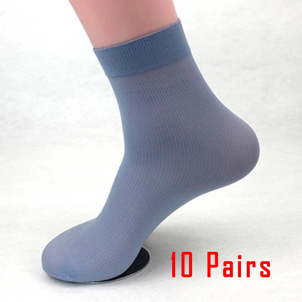 10 Pairs black men's socks winter high quality business Silky Bamboo Fiber Socks Casual Ultra-thin Elastic Male Cool Socks