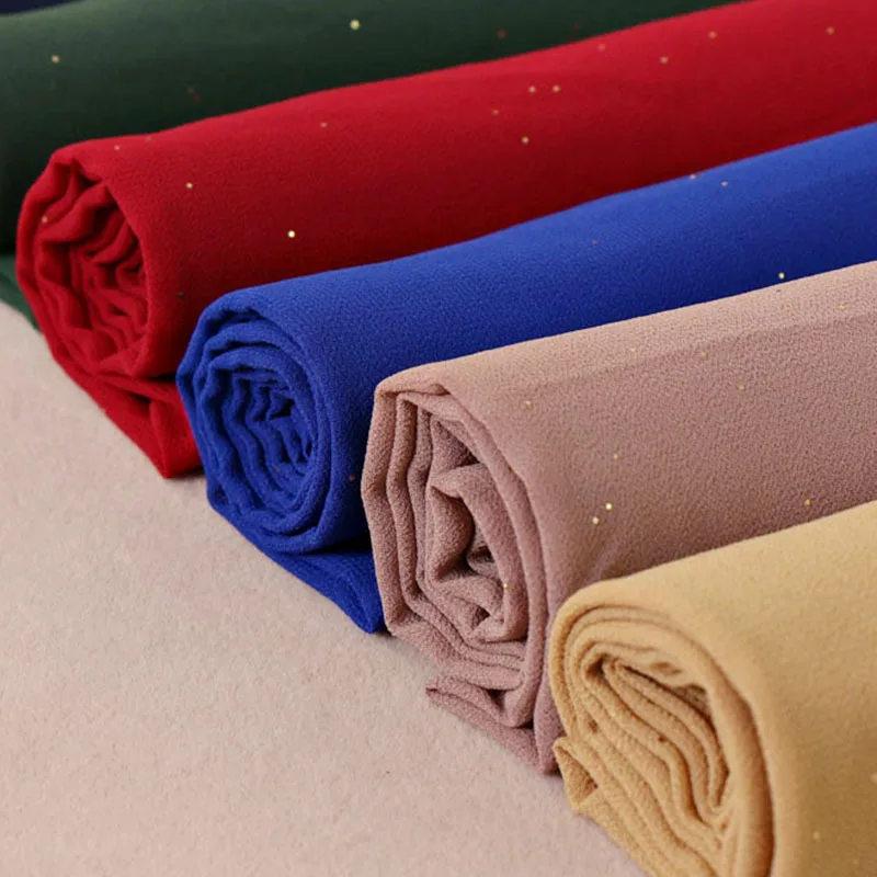 NEW women gold chiffon solid color muslim head scarf shawls and wraps pashmina bandana female foulard ladies hijab stores