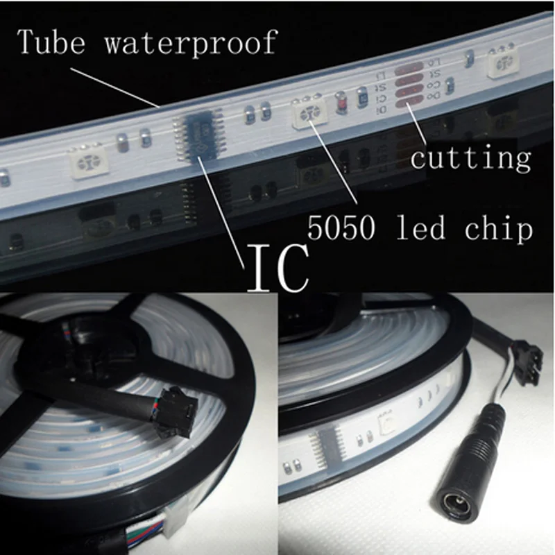 Водонепроницаемая светодиодная лента SMD 6803 IC Dream Color RGB 5050 30 светодиодов/м IP67 5 м + 133