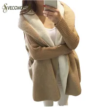 Осень-зима, женский свитер с капюшоном, пальто, новинка, большой размер, свободный, с длинным рукавом, средней длины, женский свитер, пальто, SES396