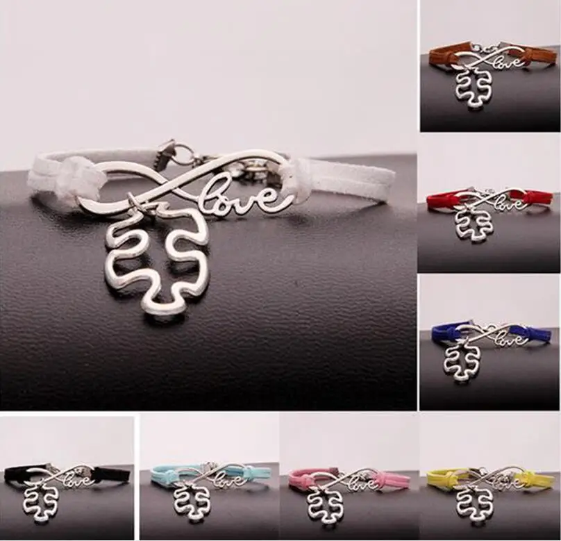 

Mixed Color Velvet Rope Bracelet Autism Puzzle Charms Silver Pendants Infinity Love Leather Bracelet Unisex Jewelry Gift