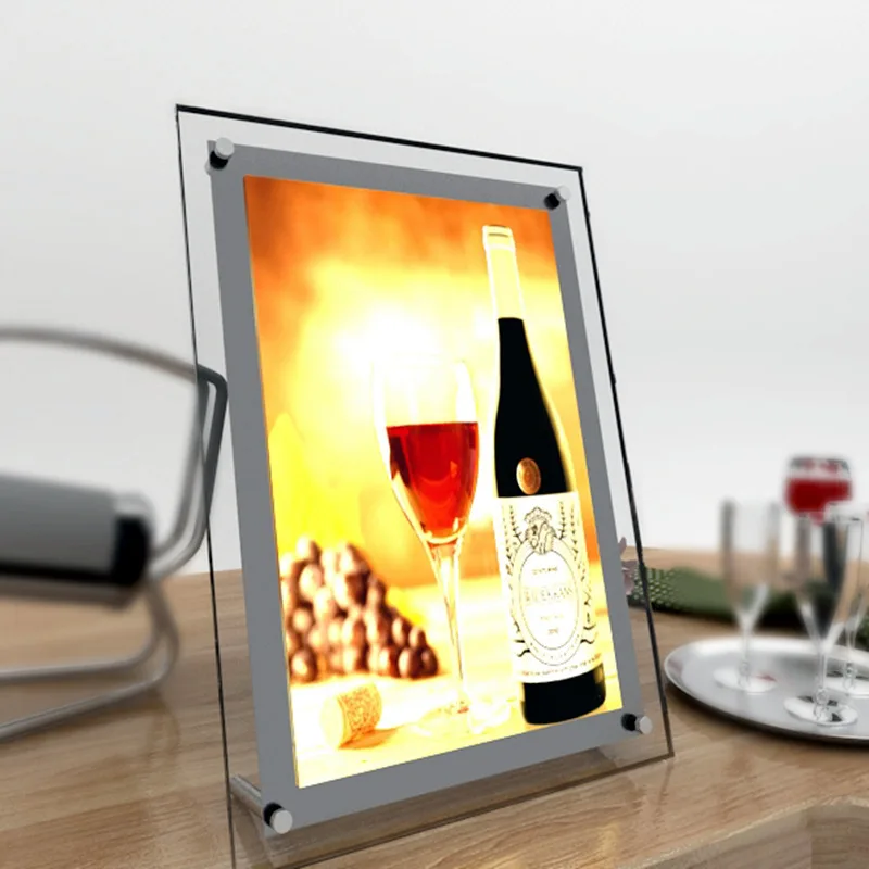 Acrylic led photo frames standoff crystal led lighting up picture frame