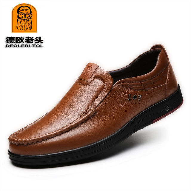 2019 Newly Men’s Genuine Leather Shoes Size 38-47 Head Leather Soft Anti-slip Driving Shoes Man Spring Leather Shoes
