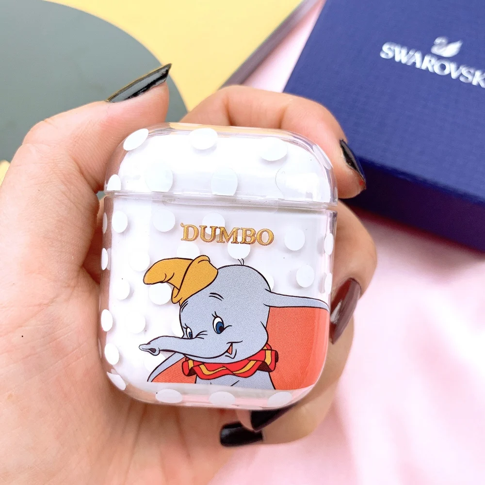 Cartoon Dumbo Earphone Accessories Cases transparent hard Case Protective Bag For Apple AirPods 1 2 Wireless Wired Charging Box