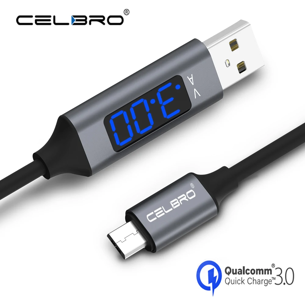 

1m Micro Usb Fast Charger Cable Usb Micro Cable Led Digital Display Mikro Usb Cabos for Samsung A10 J6 2018 Xiaomi Redmi Note 6