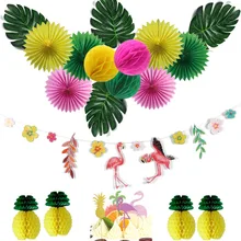 15pcs/set Hawaiian Party Decorations With Flamingo Garlands Palm Leaves Cake Topper For Beach Summer Tropical Party Supplies 15pcs/set Hawaiian Party Decorations With Flamingo Garlands Palm Leaves Cake Topper For Beach Summer Tropical Party Supplies