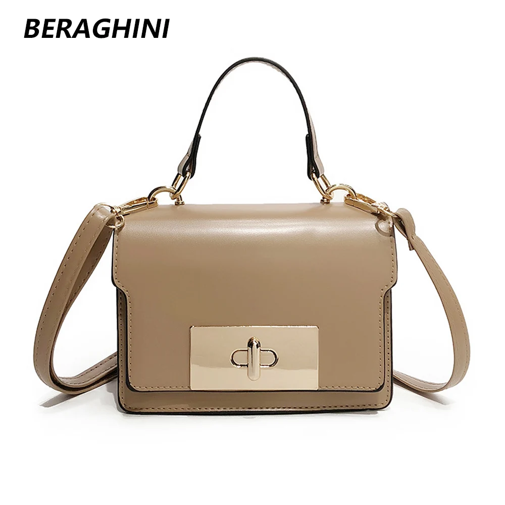 

BERAGHINI New Pattern Fashion Women Bag Rotating Lock Day Clutch Mini Shoulder Bag Ladies Handbag Vintage Female Crossbody Bag