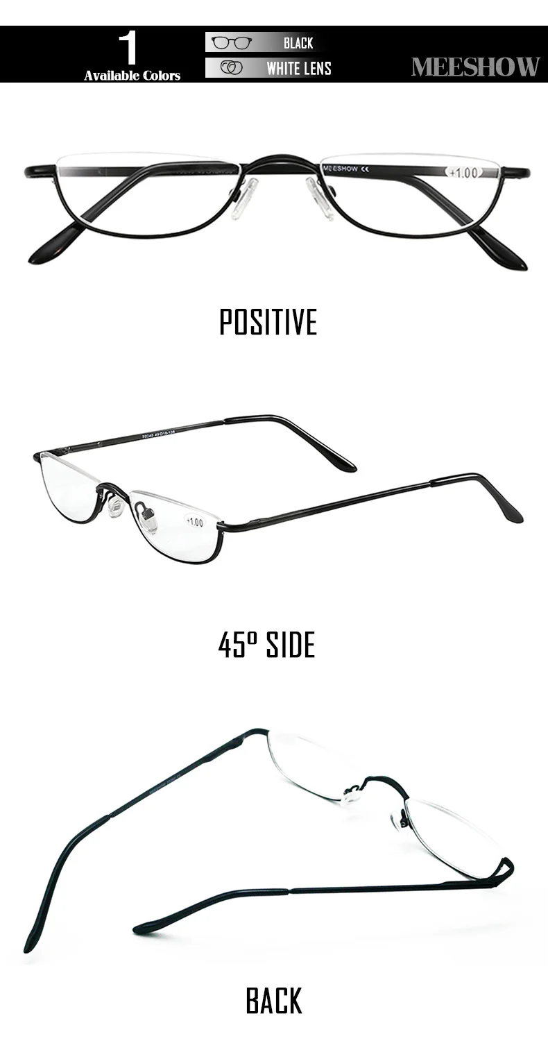 MEESHOW очки для чтения высокое качество металлическая Луна Стильная рамка для очков+ 2,25 1,25, очки с Чехол anteojos opticos mujer 3 шт