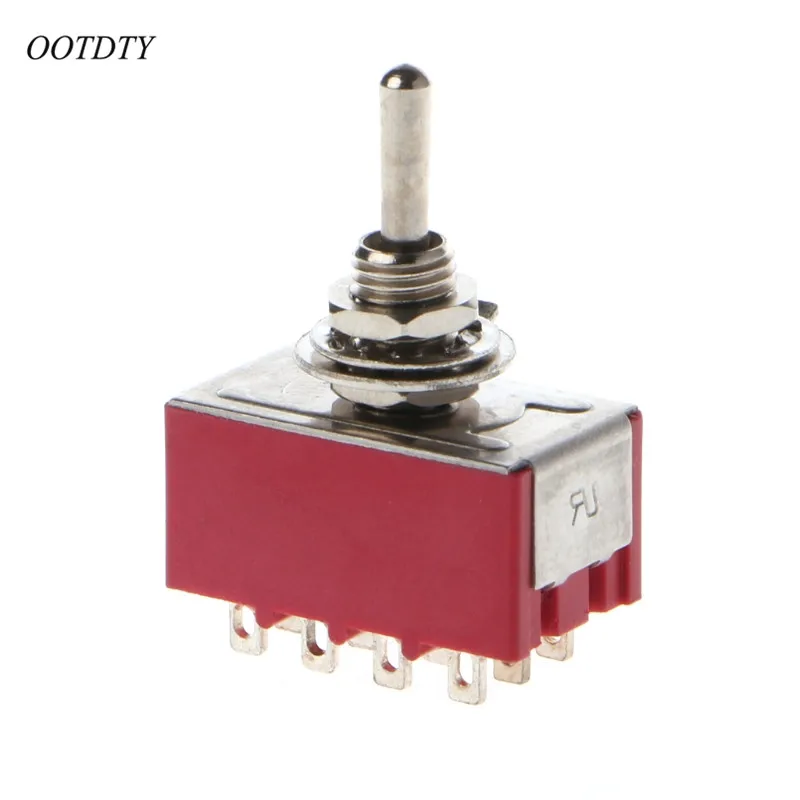 OOTDTY AC 250 В/2A 125 В/5A 12 контактный Вкл/вкл 2 позиционный 4PDT Мини тумблер красный|switch| |