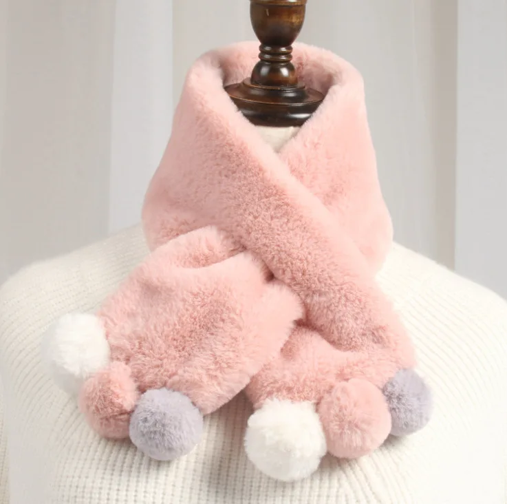 2018 Winter cute Children Scarf Boy Girls Scarves Baby Imitation Rabbit Fur Collar Scarf With
