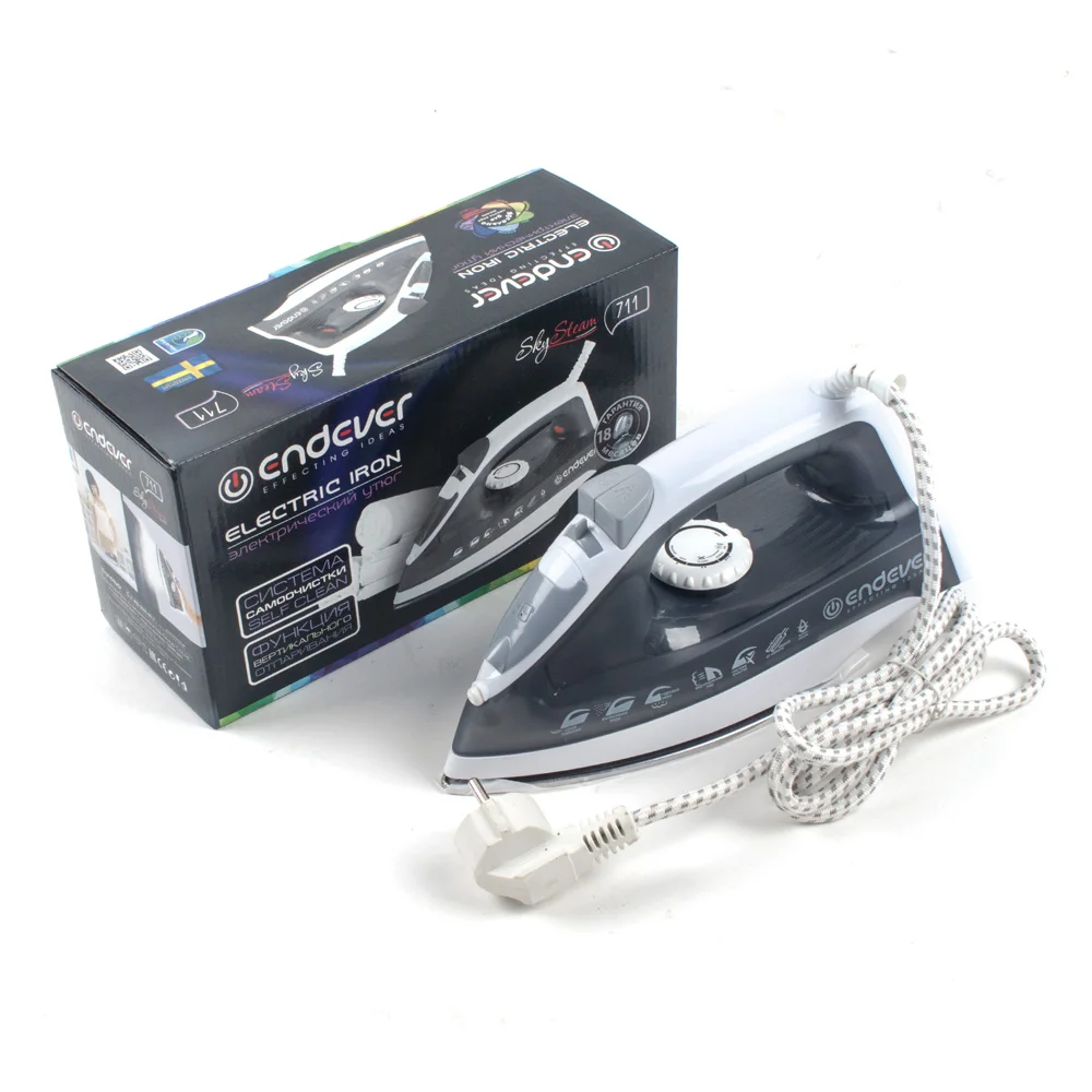 Паровой утюг Endever SkySteam 711 (Мощность 1600 Вт, паровой удар 130 г/мин, стальная подошва, противокапельная система, система защиты от накипи)