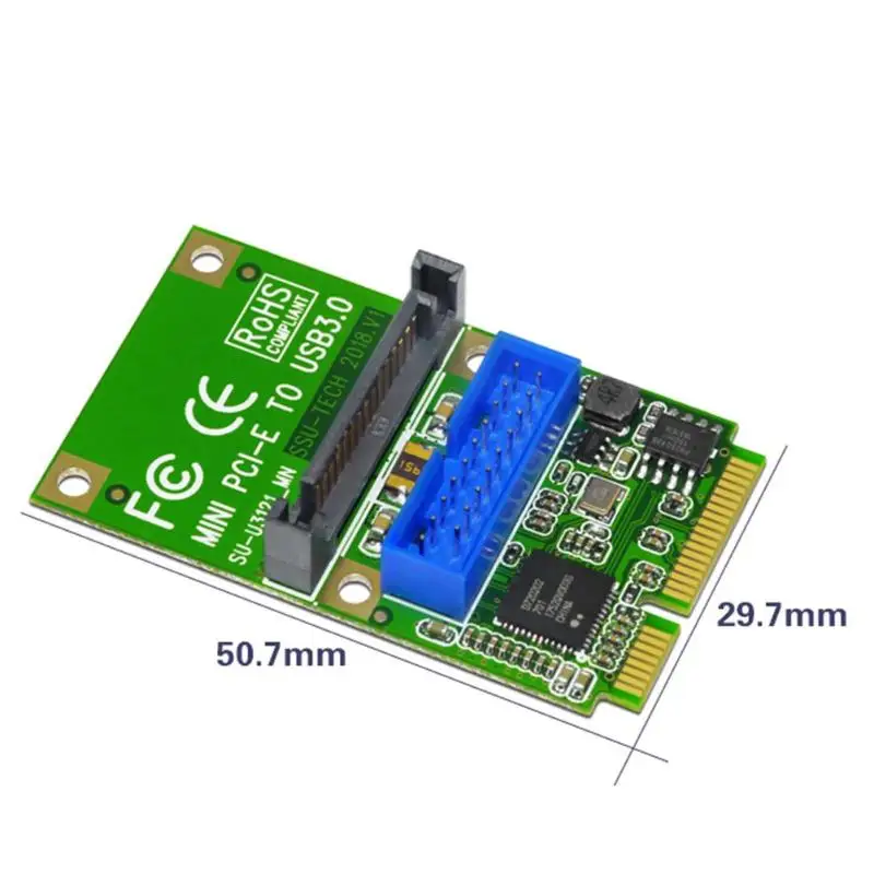 Mini PCI-E Express для USB 3,0 19Pin 20Pin Расширительная плата со встроенным интерфейсом SATA power-on для настольного ПК