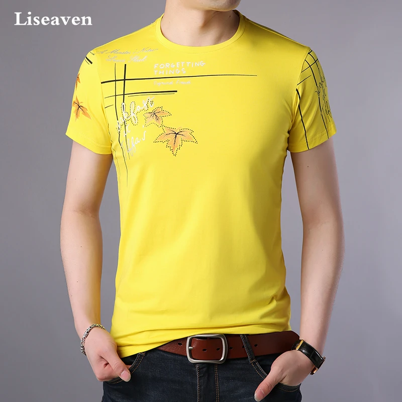 

Liseaven Summer T Shirt Mens Clothing Print Tshirts Cotton Shirt Slim Fit Casual T-Shirt