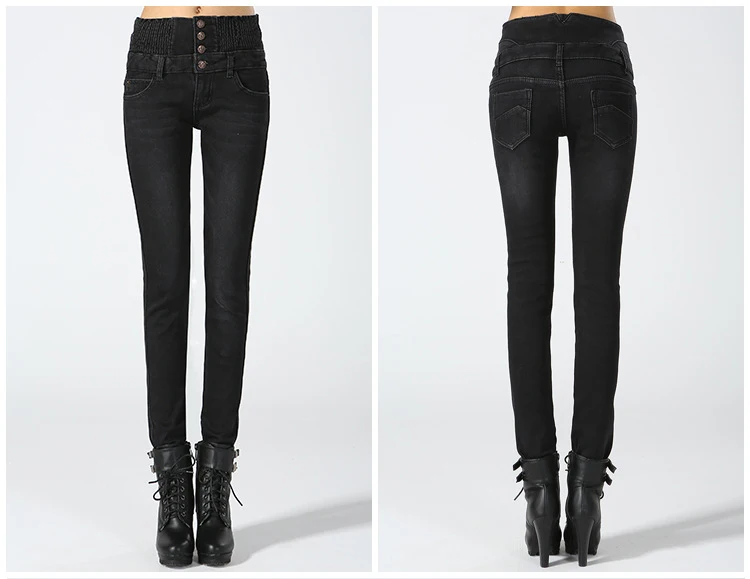 Теплые женские зимние джинсы с высокой талией, винтажные черные зимние джинсы для женщин, большие размеры, плотные джинсовые штаны для женщин, джинсы для женщин