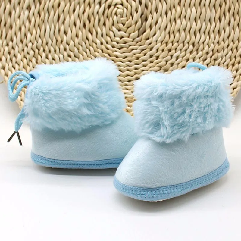 Теплые зимние пинетки для малышей для маленьких девочек ясельного возраста, с узлом-бабочкой противоскользящая бархатная теплая мягкая подошва обувь SZ01