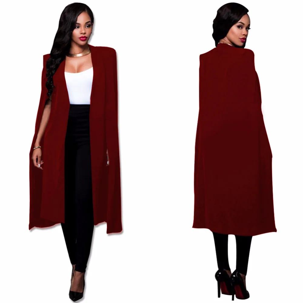 2019 Длинный Сплошной цвет большой плащ пальто осень новый большой размер женский костюм куртка модный костюм Высокое качество Уличная