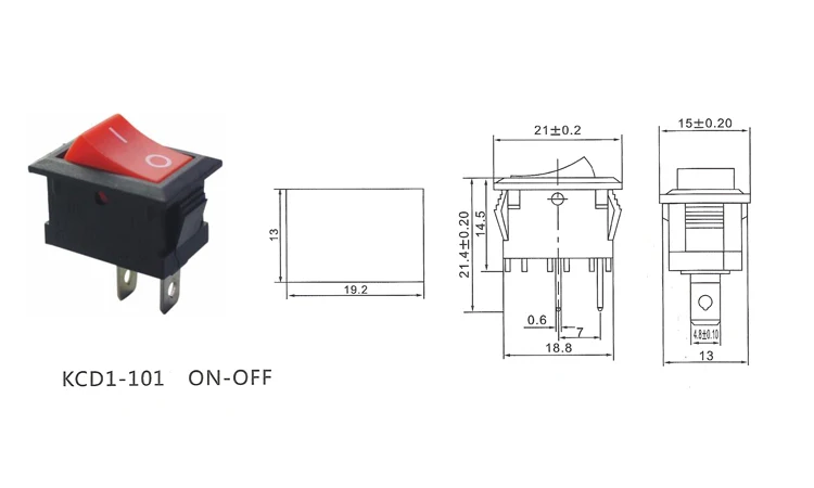 2 контактный ВКЛ ВЫКЛ 6A 10A 125V 250VAC KCD1 101 кулисный переключатель Mini SPST позиционное