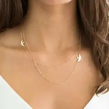 FAMSHIN New Hot Double layer Peace Pigeon Necklace Layered Simple Birds Necklace Clavicle Chains Charm Womens Fashion Jewelry