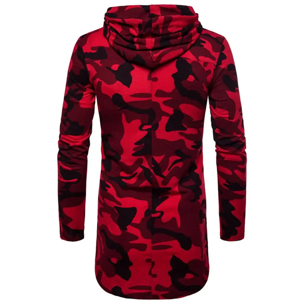 Red Camo Printed Men Long Hoodies Autumn Long Sleeve BIg Size Camo Men