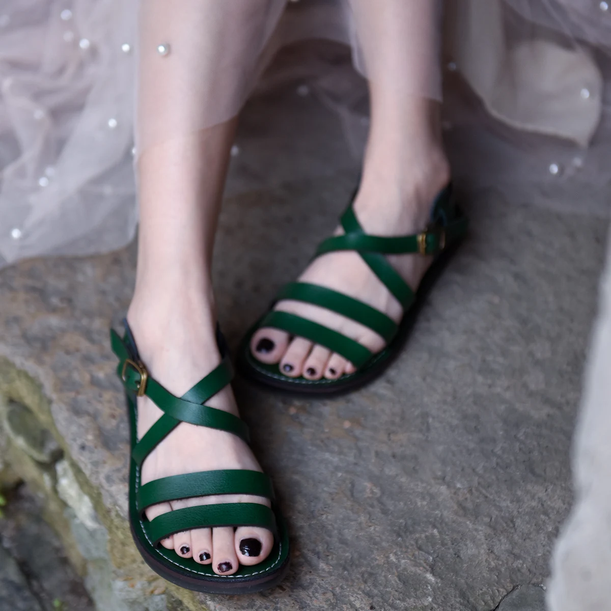 

Artmu Original Beach Sandals Summer Fashion Soft Soles Flat Heel Slippers Girls Cross Strap Open Toe Sandalias zapatos mujer