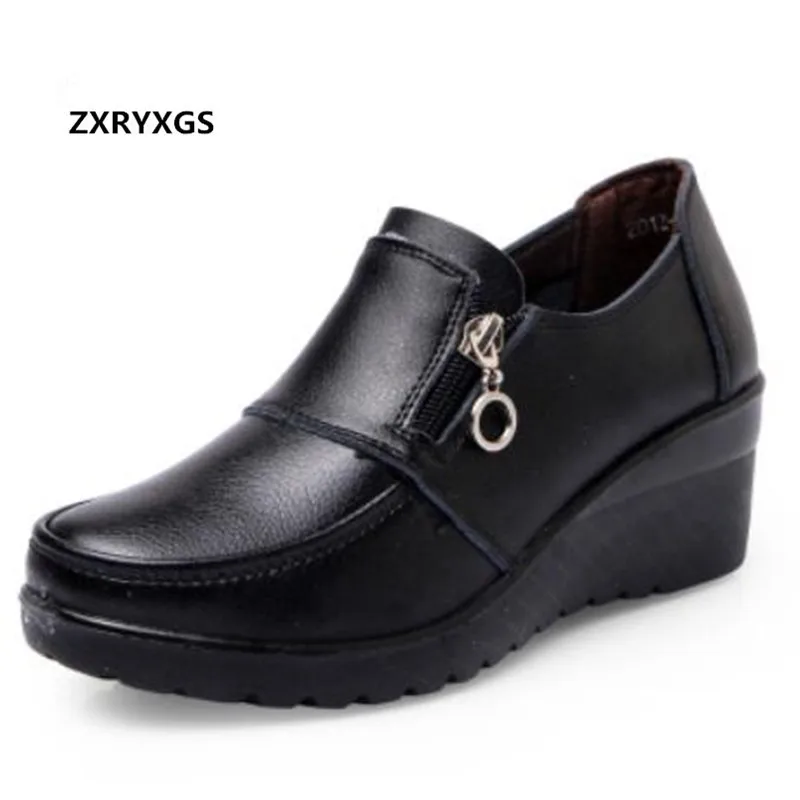 

ZXRYXGS brand shoes women high heel shoes 2019 new mom Non-slip Comfortable wedges shoes woman genuine leather shoes high heels