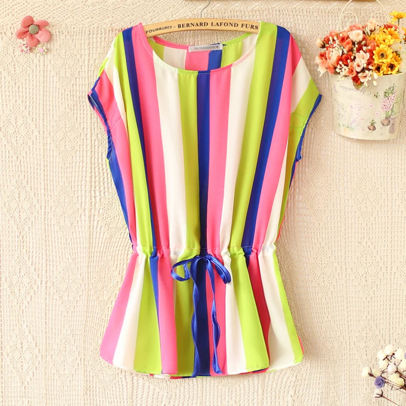 free delivery E2708 2013 women's drawstring round the waist multicolour