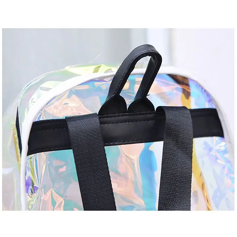 Женский прозрачный ПВХ Голографический лазерный рюкзак, прозрачная сумка на плечо для девочек, повседневный Школьный рюкзак, женский рюкзак, дорожная сумка